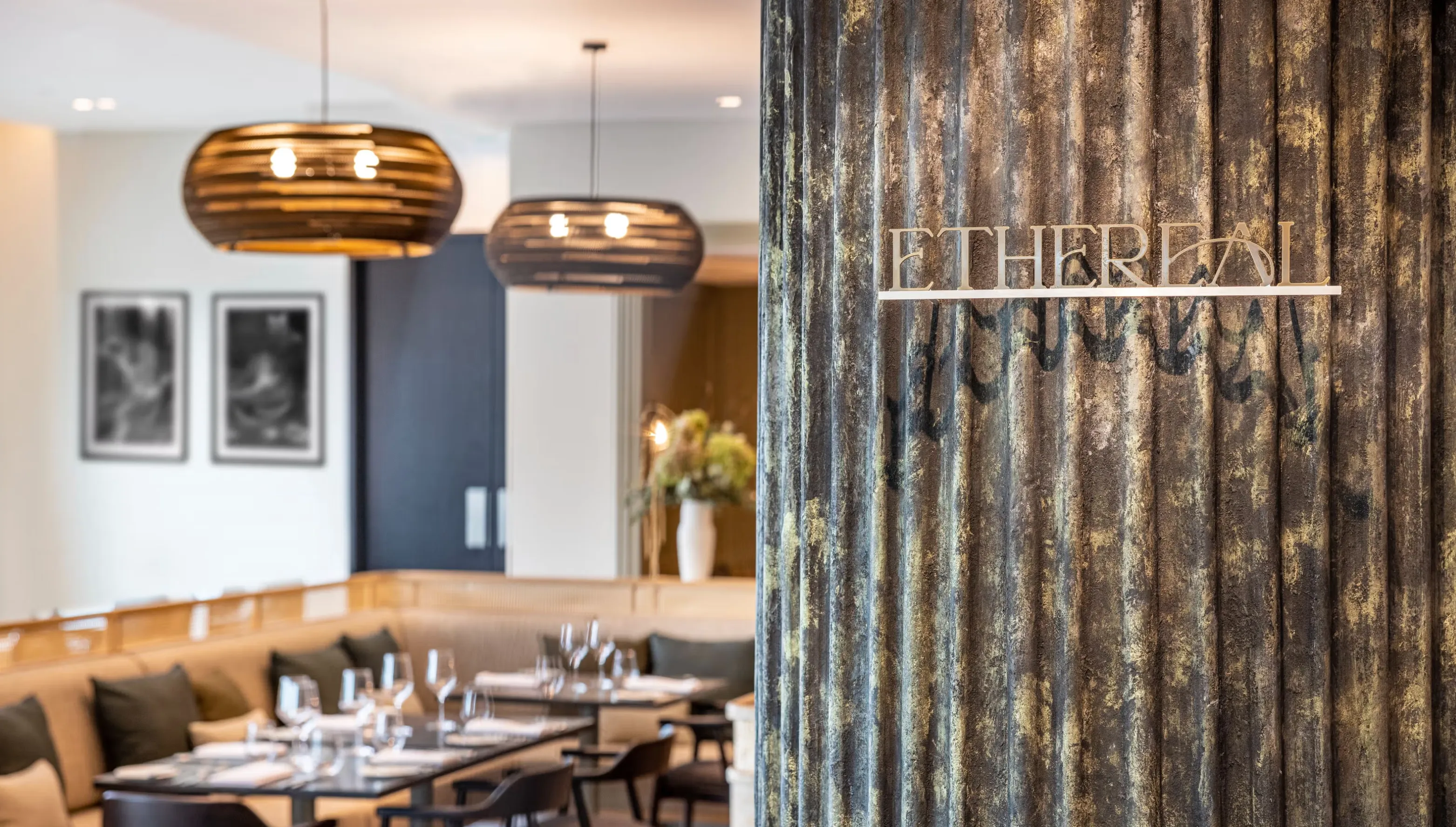DoubleTree by Hilton restaurant and bar with brass pendant lighting, Karaka