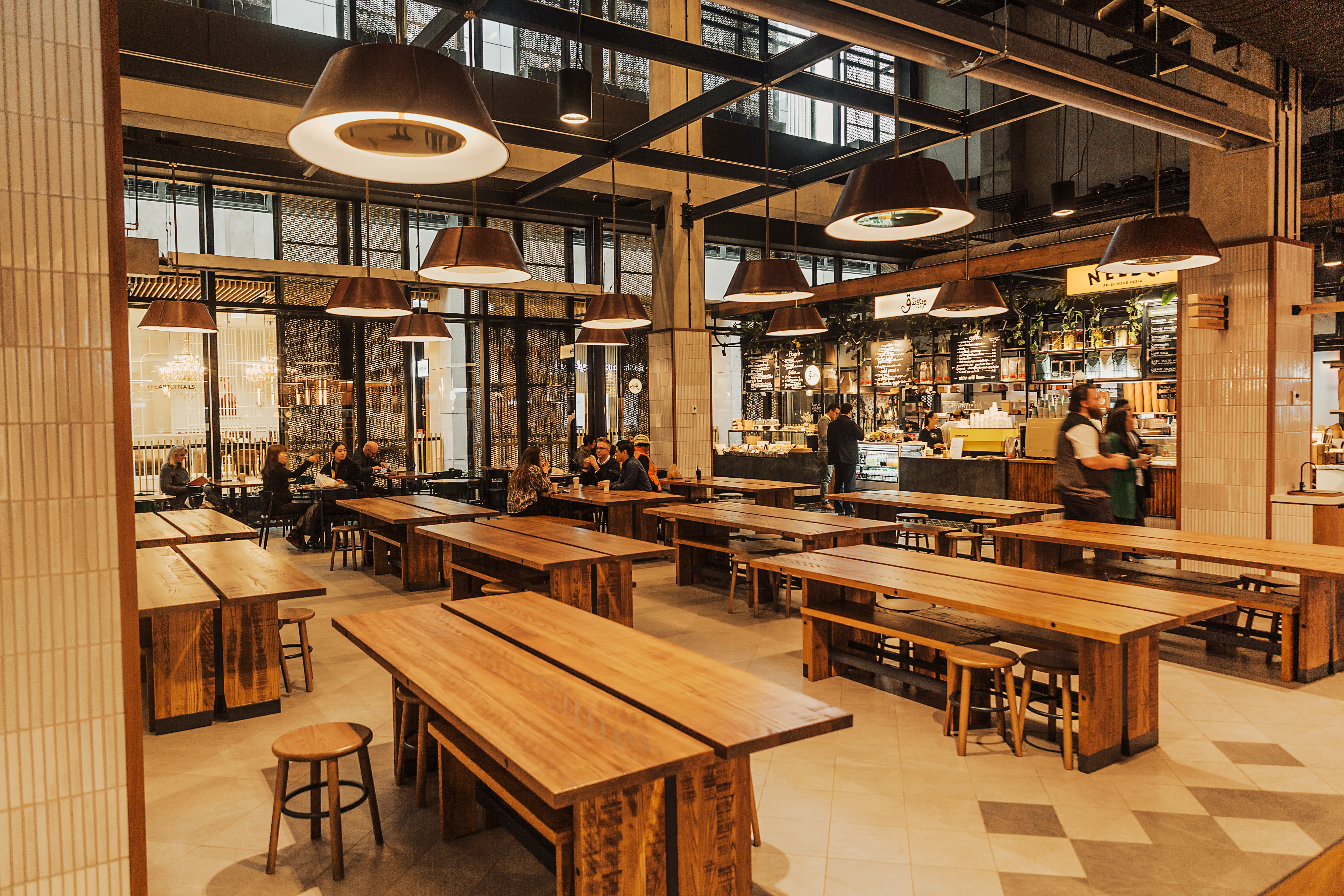 Harbour Eats food hall interior at Commercial Bay, Auckland