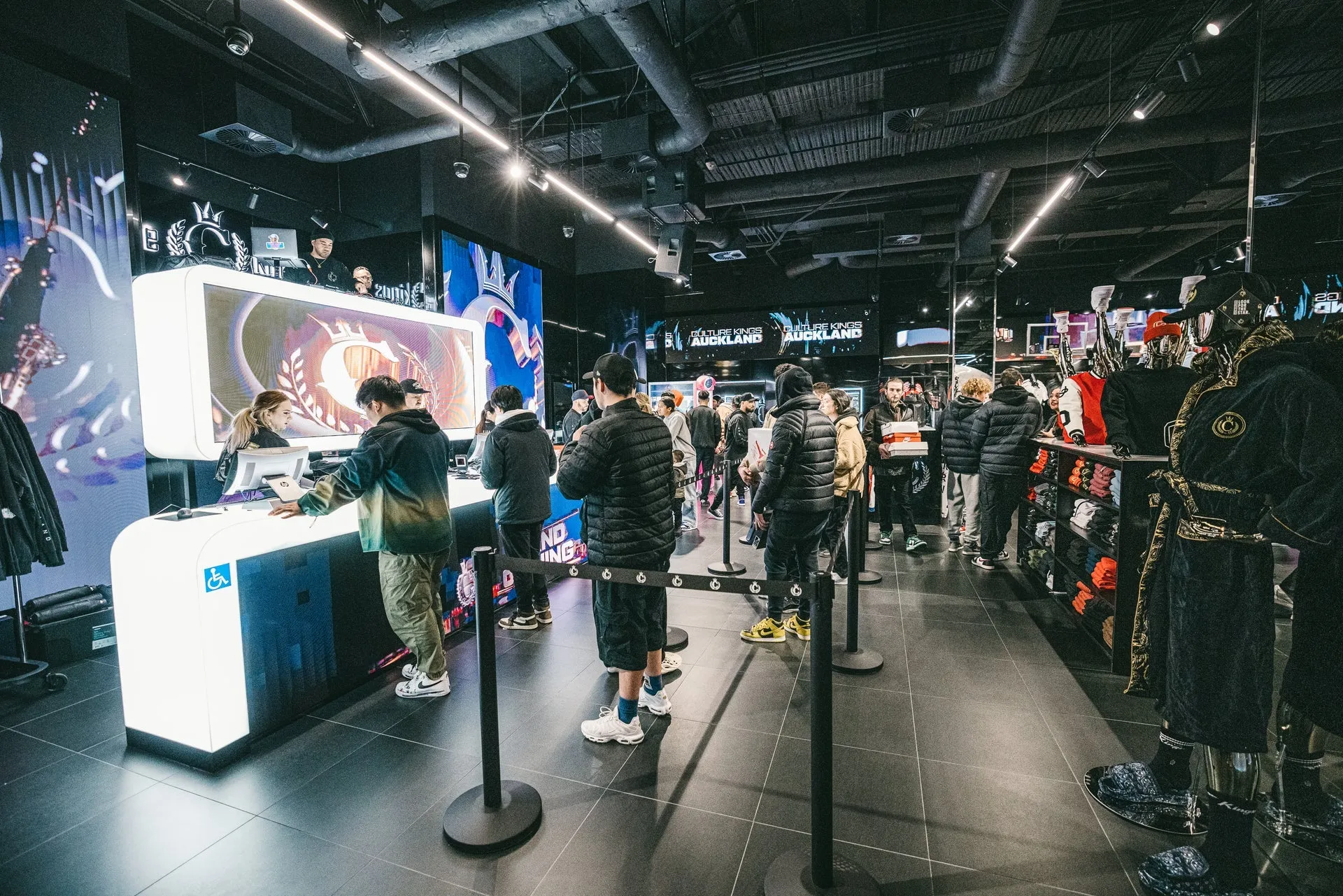 Culture Kings streetwear flagship with LED feature lighting, Sylvia Park, Auckland